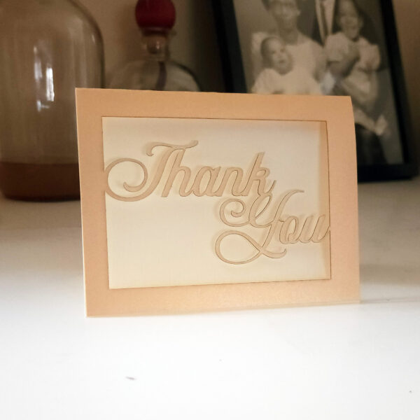 Laser Cut Detailed Thank You Card - Fold over 4 bar